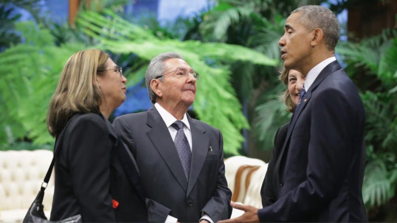 Raúl Castro y Barack Obama en el Palacio de la Revolución, 2016.
