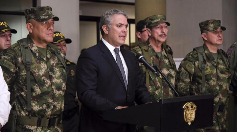 El presidente de Colombia, Iván Duque, ofrece declaraciones. 