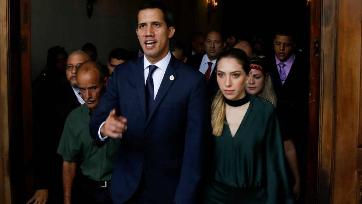 Juan Guaidó and his wife, Fabiana Rosales, in the National Assembly of Venezuela.