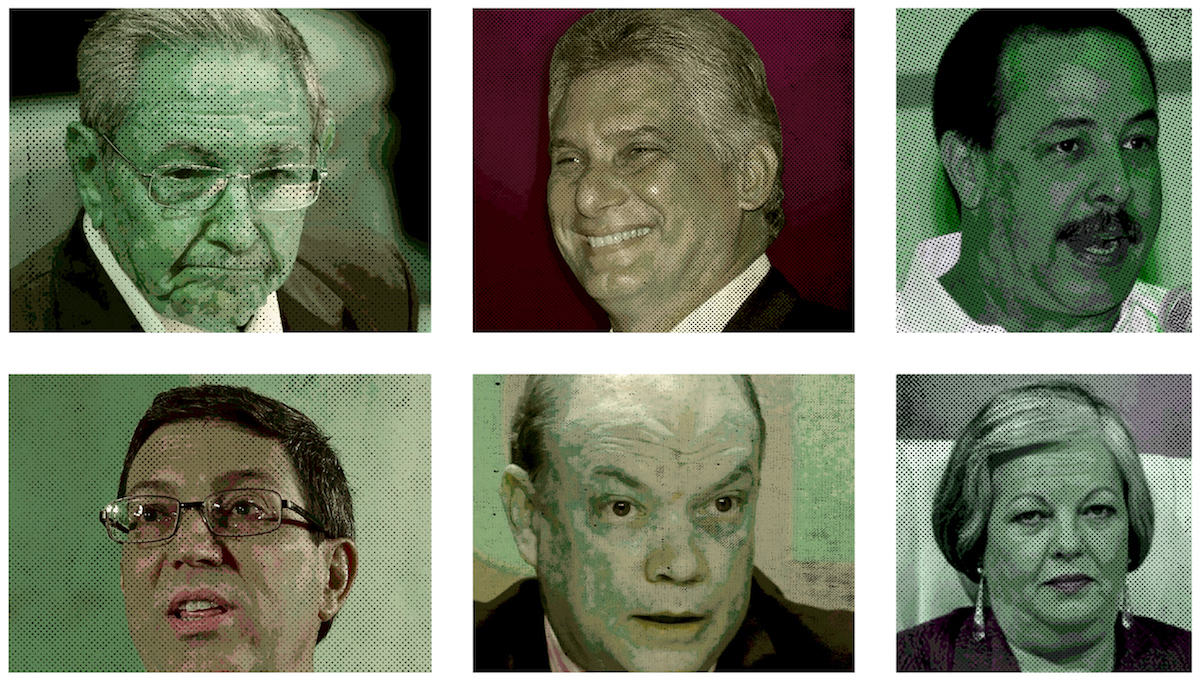Los acusados: Raúl Castro, Díaz-Canel, José Ángel Portal, Bruno Rodríguez, Rodrigo Malmierca y Margarita González. 