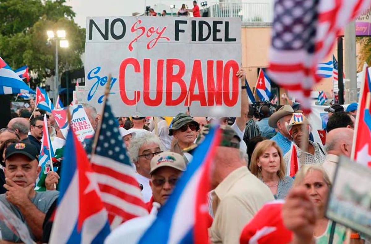 Cubanos en Miami en una protesta contra el régimen.