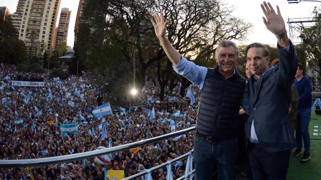 Mauricio Macri durante la primera marcha del 'Sí se puede', en Barrancas del Belgrano.