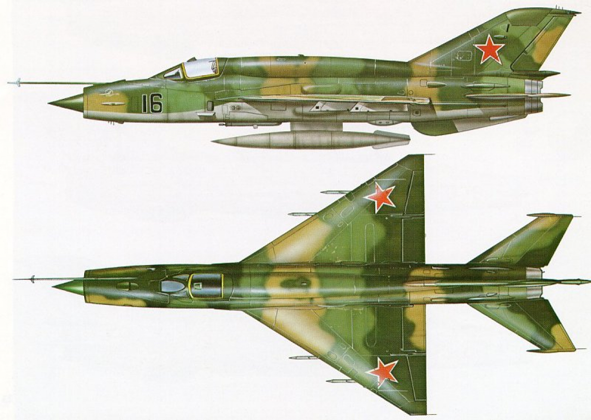 Dibujo de un MiG 21.