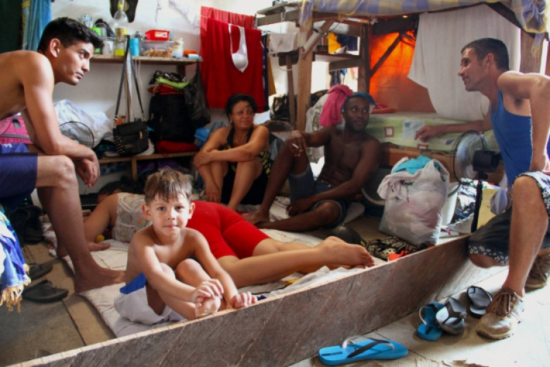 Emigrantes cubanos en Turbo, Colombia, en 2016. 