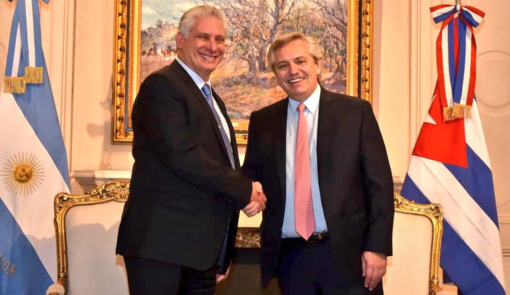 Miguel Díaz-Canel y el nuevo presidente de Argentina, Alberto Fernández.