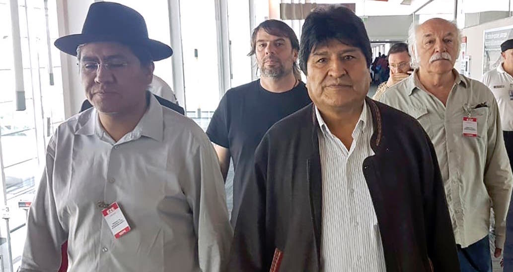 Evo Morales a su llegada a Argentina.