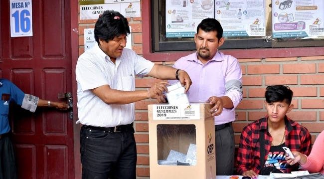 Evo Morales en los comicios que causaron su salida.