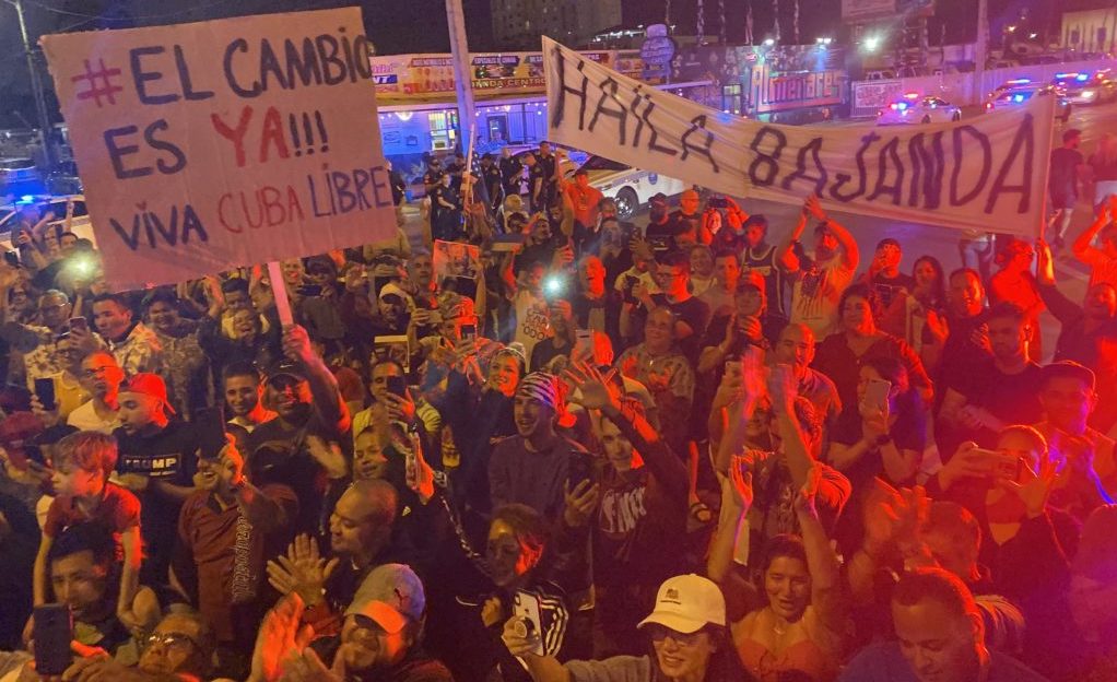Protest against singer Haila Mompié in Miami.