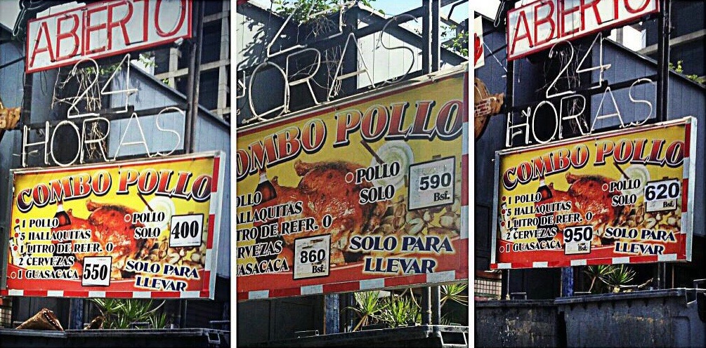 Comparación del precio del pollo en Caracas.