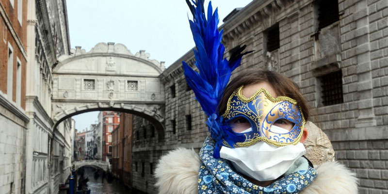 El carnaval de Venecia fue suspendido debido al virus.