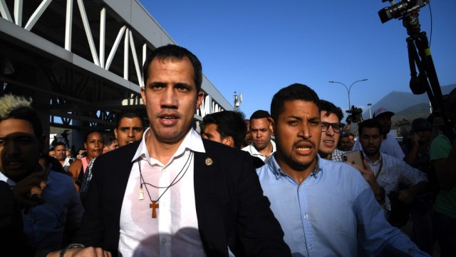 Guaidó tras su arribo a Caracas.