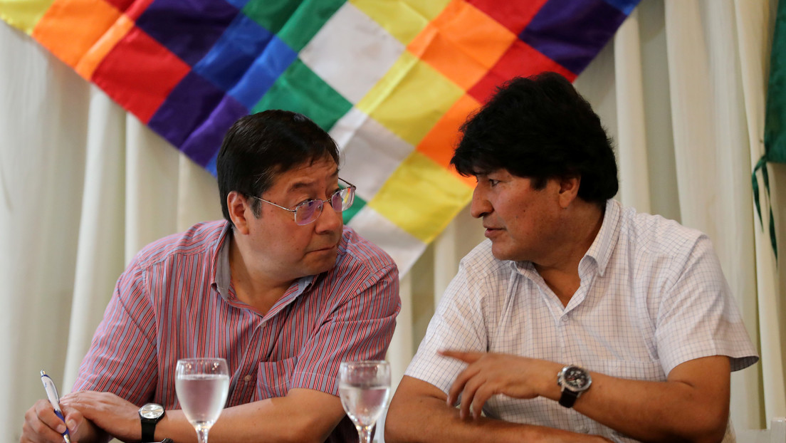 El candidato del MAS, Luis Arce, y Evo Morales.