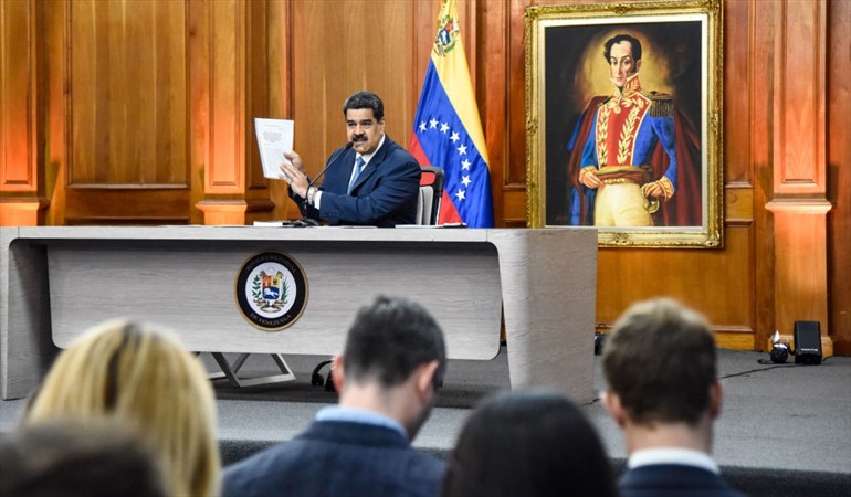 Nicolás Maduro en una comparecencia televisada.