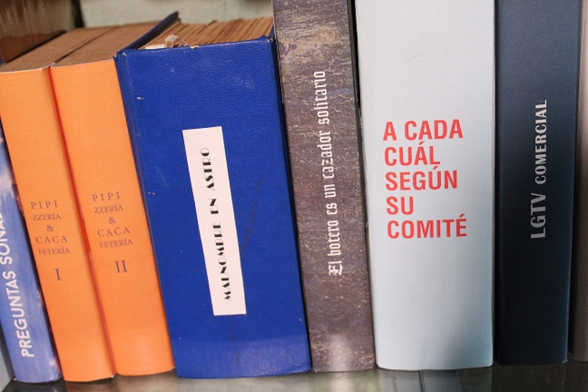 Lester Álvarez, Kevin Ávila, Román Gutiérrez, Santiago Díaz y Héctor Antón, 'Biblioteca para lomo-lectores', 2018-2019, en Estudio 50. 