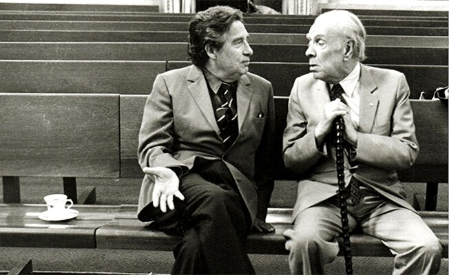 Octavio Paz y Jorge Luis Borges, Palacio de Minería, México, 1981.