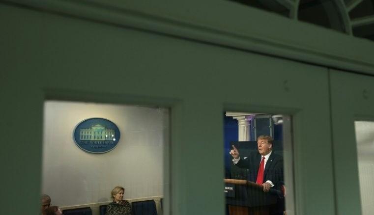 Donald Trump en conferencia de prensa.