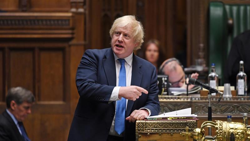 Boris Johnson habla en la Cámara de los Comunes.