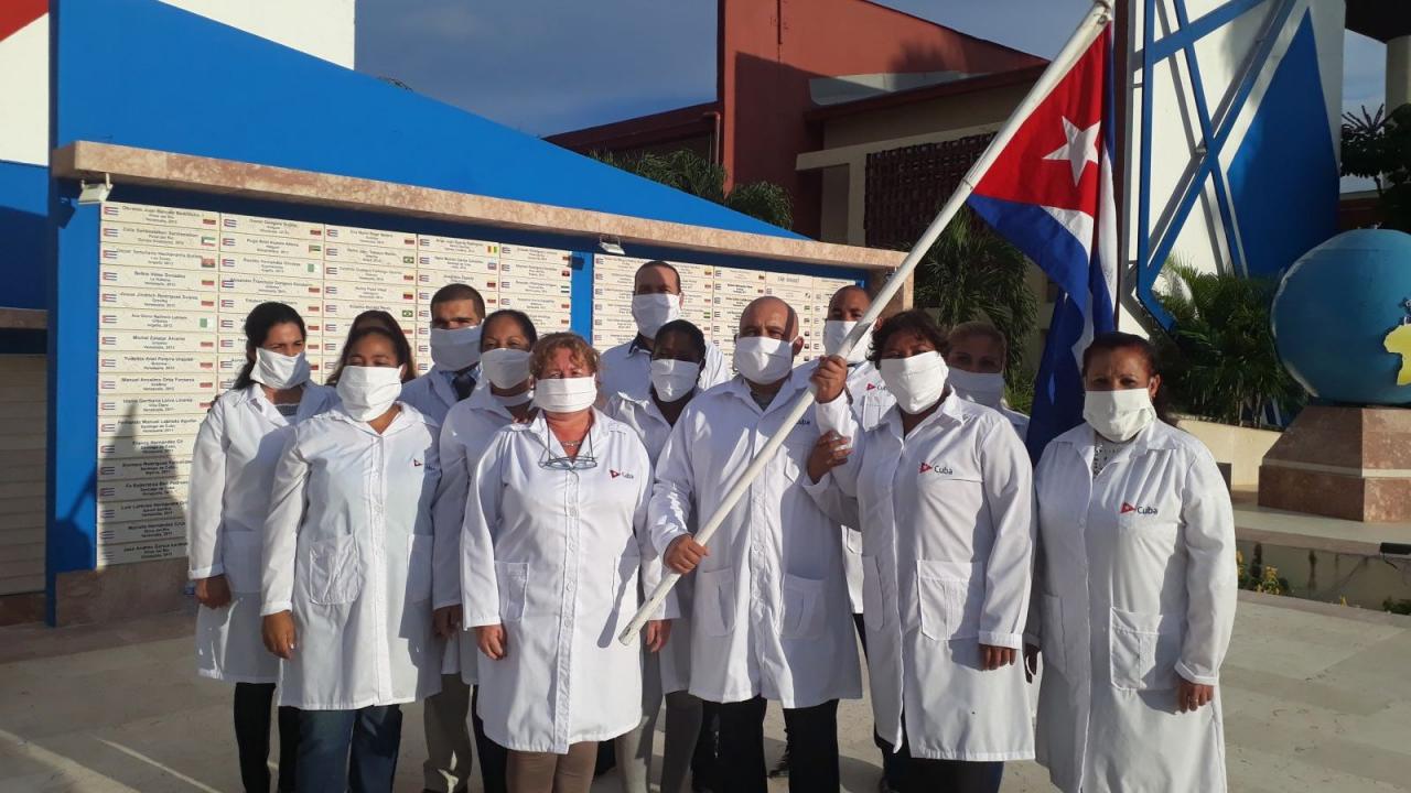 La brigada médica enviada a Monserrat por el Gobierno de Cuba.