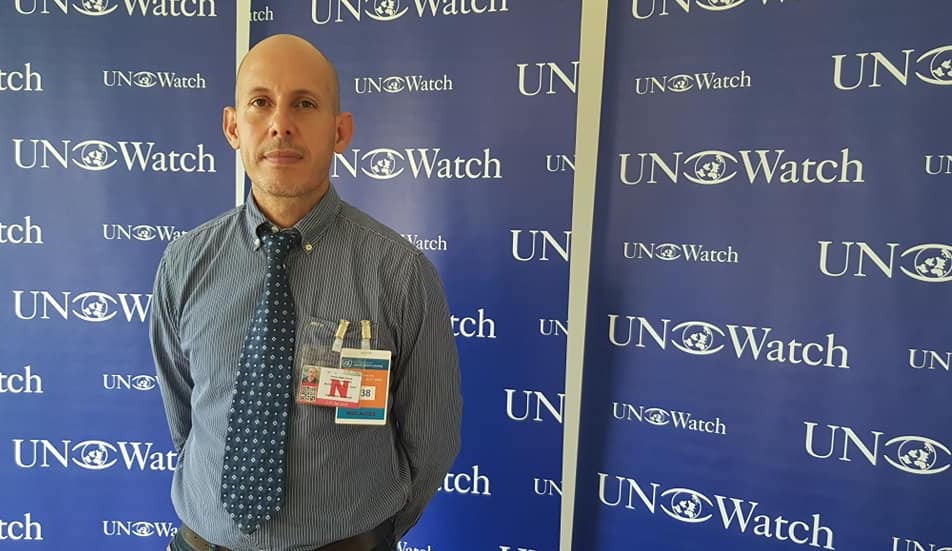 El científico Ariel Ruiz Urquiola en la sede de la ONG UN Watch.