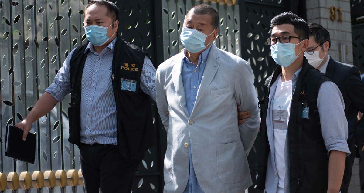 Arresto del magnate chino Jimmy Lai, en Hong Kong, bajo la nueva Ley de Seguridad.
