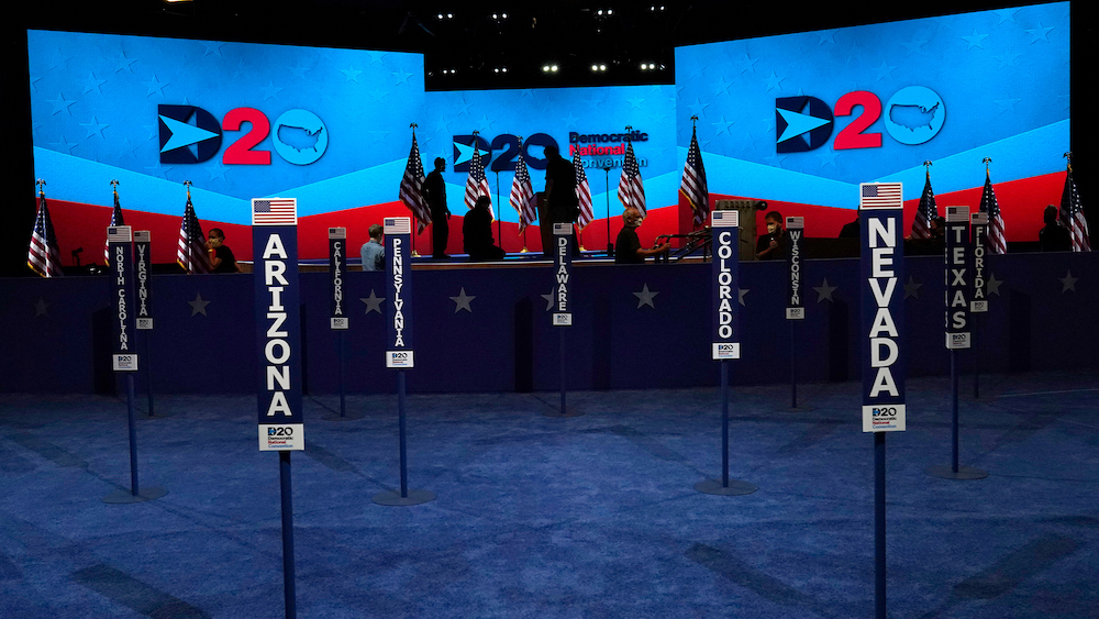 Escenario de la convención del Partido Demócrata.
