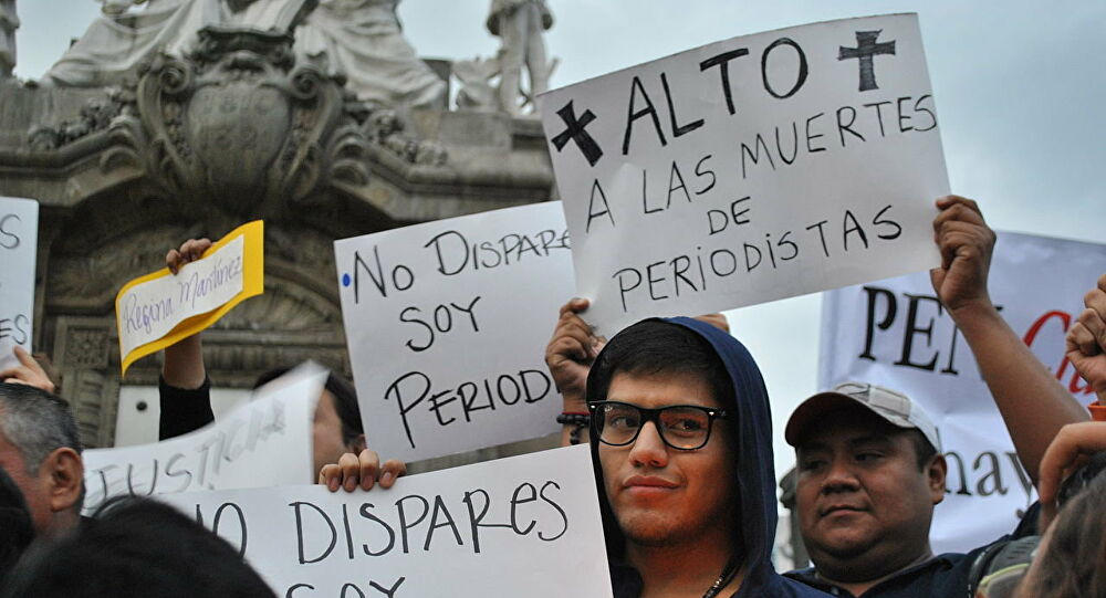 Manifestación contra el asesinato de periodistas en México.