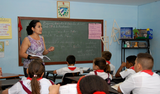 Un aula en Cuba.