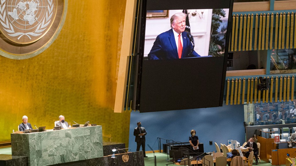 Donald Trump durante su intervención en video ante la ONU.