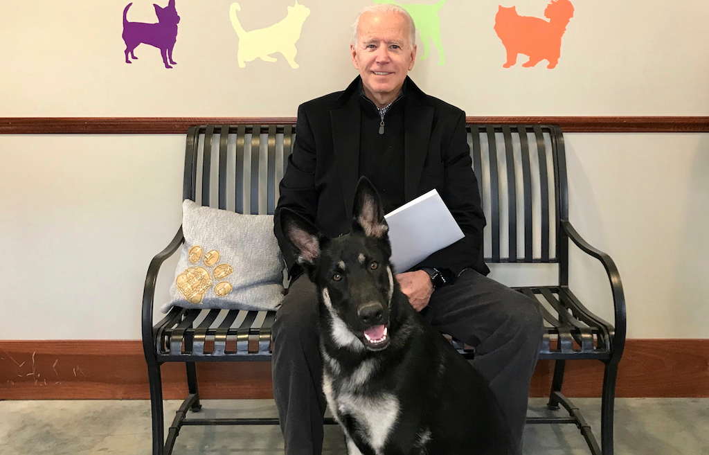 Joe Biden con uno de sus perros.