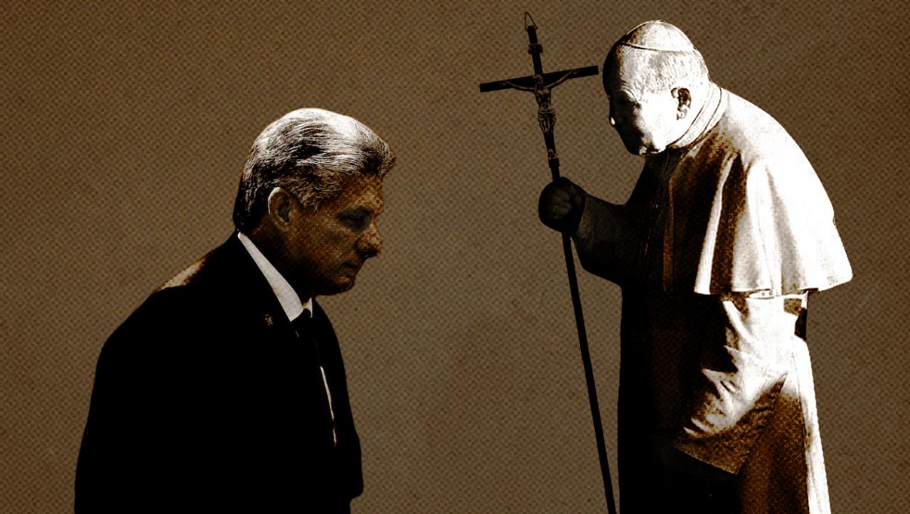 Ilustración. Miguel Díaz Canel y Juan Pablo II.
