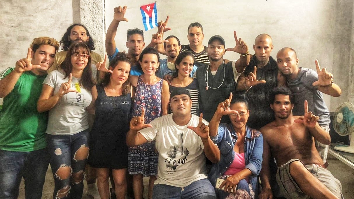 Los cubanos del Movimiento San Isidro, durante la protesta pacífica.