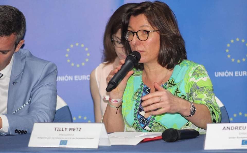 La presidenta de la delegación del Parlamento Europeo para las relaciones con los países de América Central Tilly Metz.