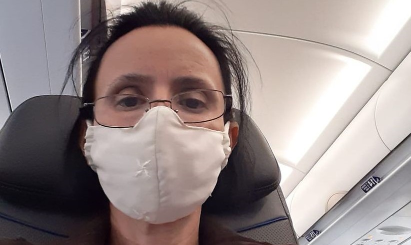 Omara Ruiz Urquiola, a bordo del avión a EEUU, 23 de enero.