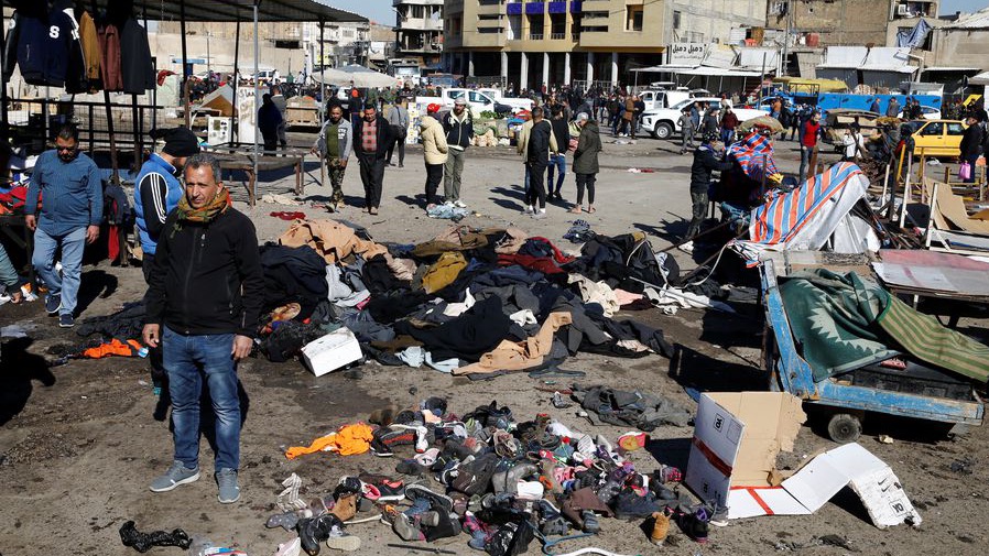 Lugar del atentado en Bagdad, Irak.