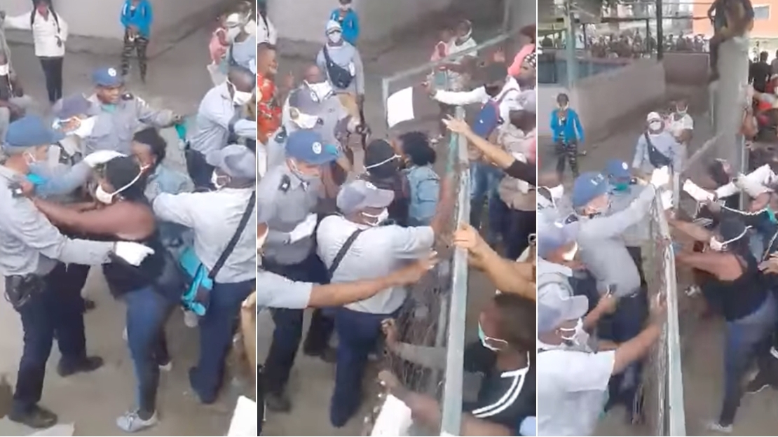 Enfrentamiento con la Policía en una cola en Santiago de Cuba.