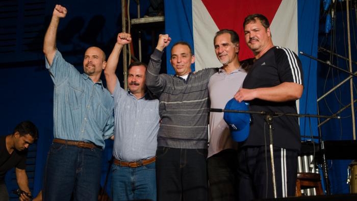 Los cinco exespías cubanos en EEUU.