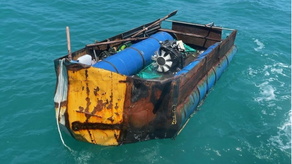 La embarcación utilizada por los migrantes cubanos. 