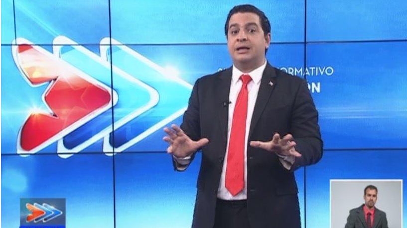 El vocero del régimen Humberto López en la televisión cubana.