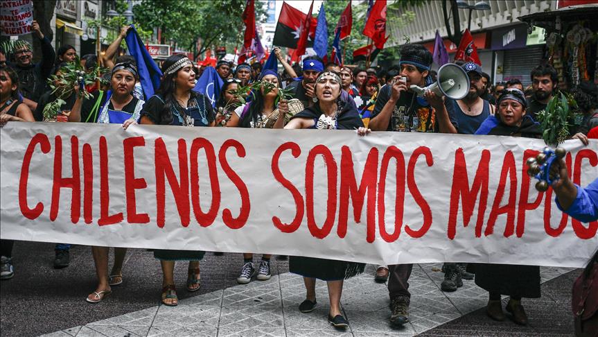 Marcha por los derechos de la población mapuche, Santiago de Chile.