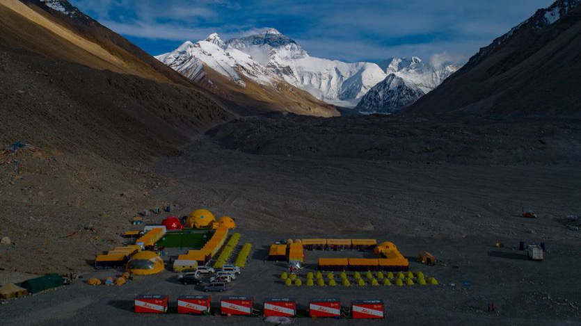 Base de montañistas cercana al Everest.