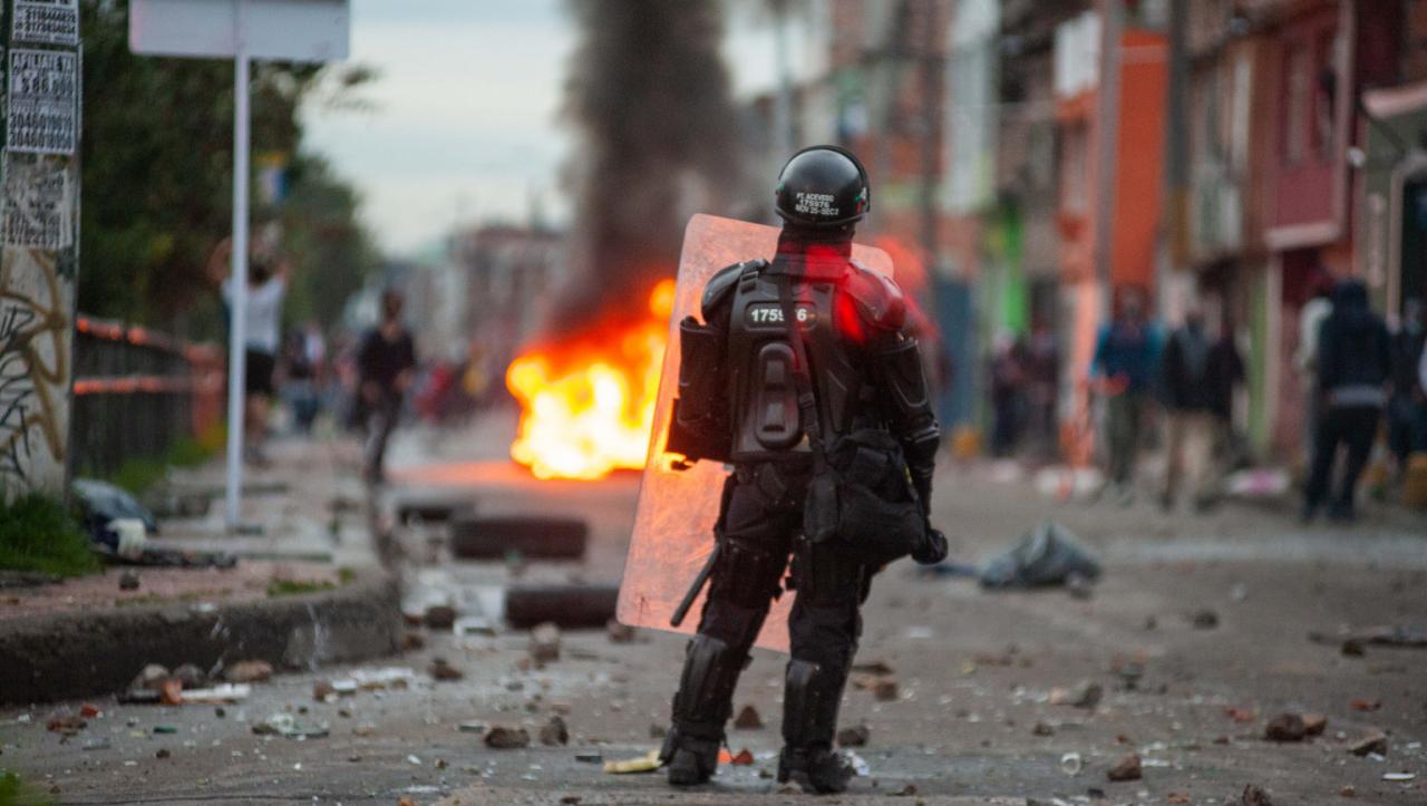 Protestas violentas en Colombia.