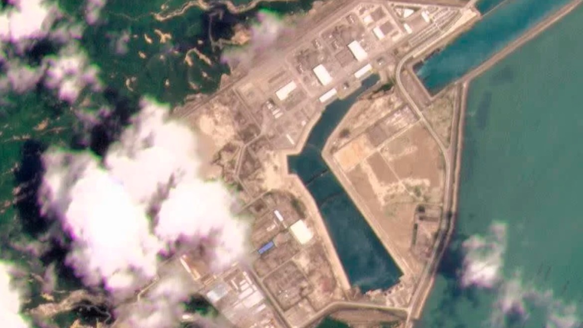 Imagen satelital de la planta nuclear de Taishan, China.