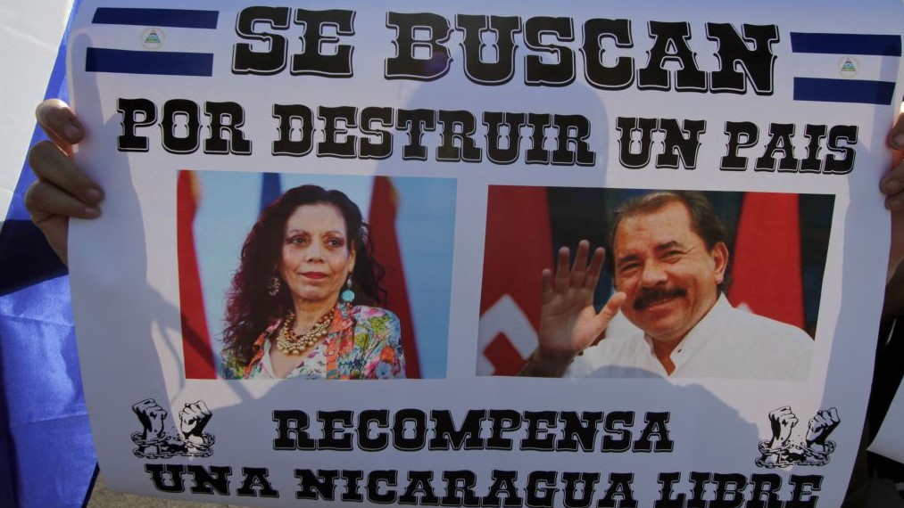 Cartel mostrado durante las protestas contra el régimen de Ortega en 2018.