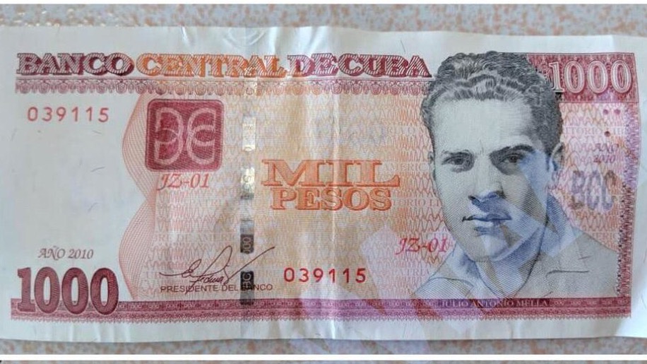 El billete de 1.000 pesos cubanos.