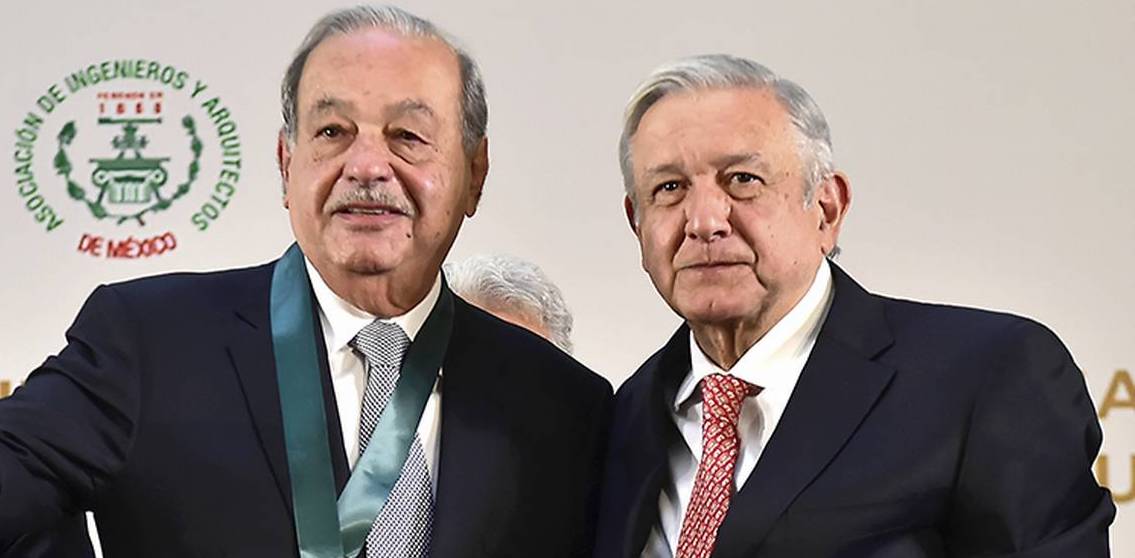 Carlos Slim (izq.) y Andrés Manuel López Obrador.