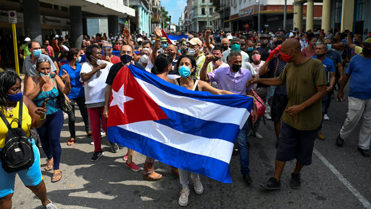 Protesta en La Habana, el domingo 11 de julio.