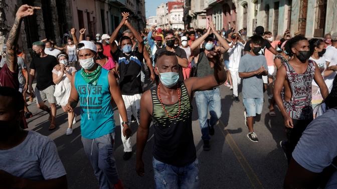 Protestas pacíficas el 11J en La Habana.