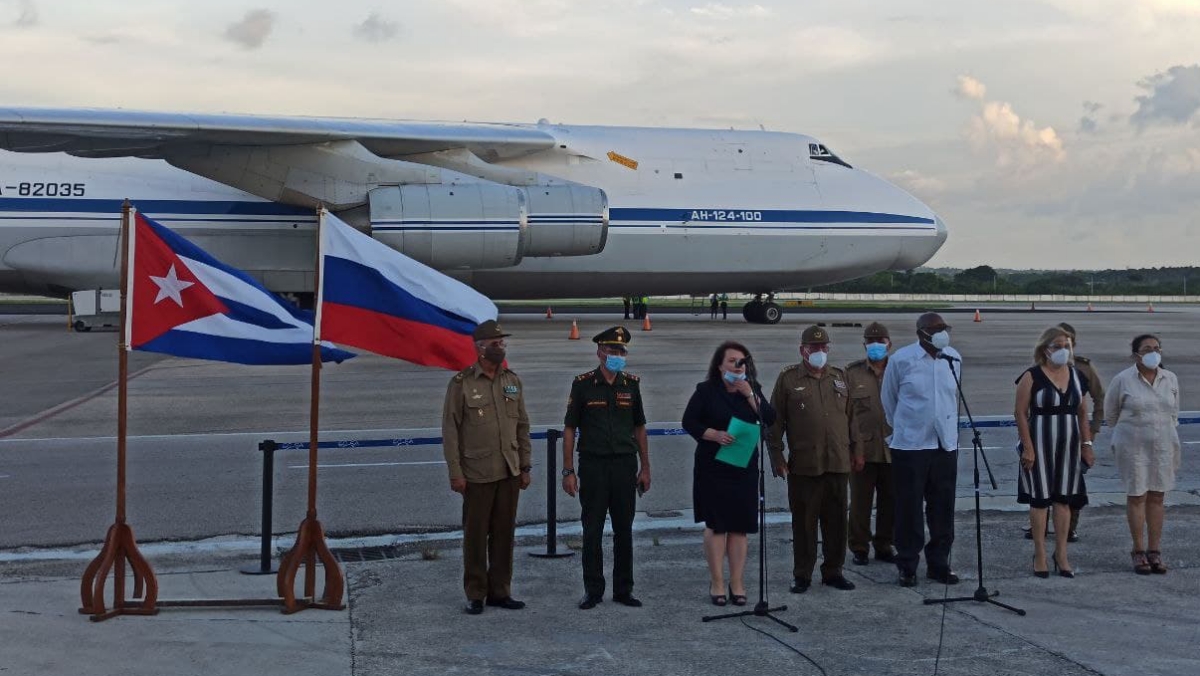 Avión con donativo de Rusia a Cuba enviado el pasado 12 de agosto.