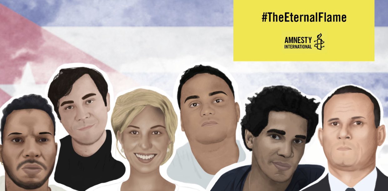 Imagen con los rostros de los seis cubanos declarados prisioneros de conciencia.