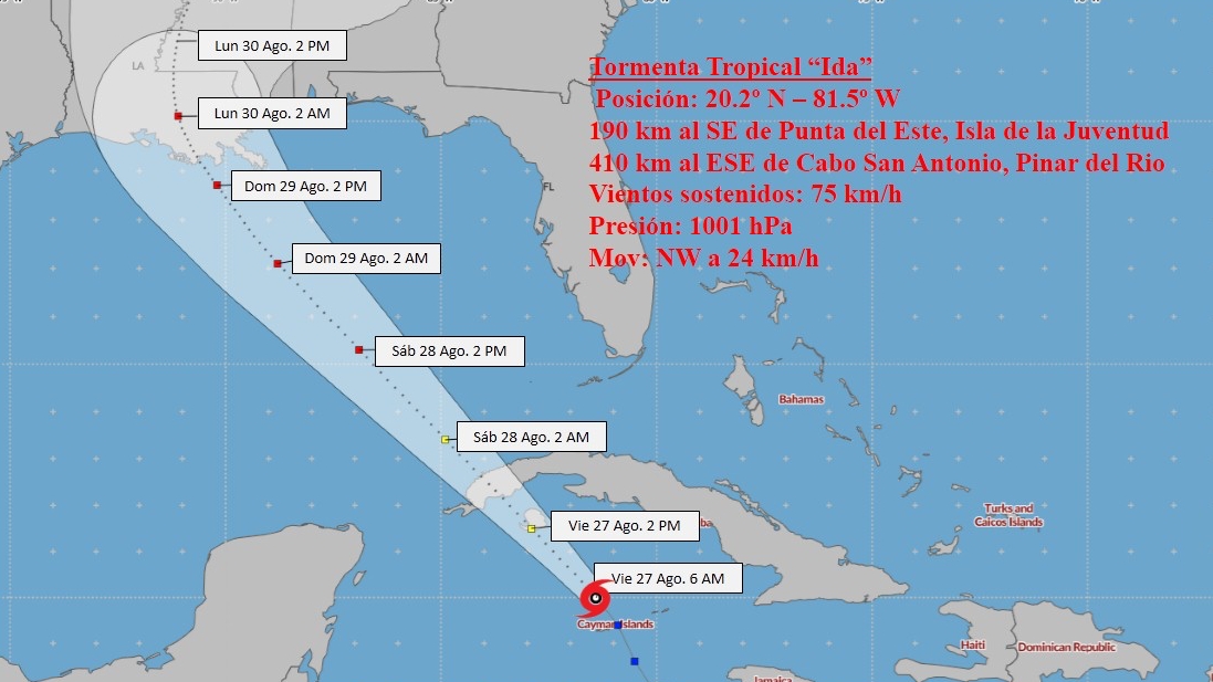 Pronóstico de la tormenta tropical Ida por Cuba.